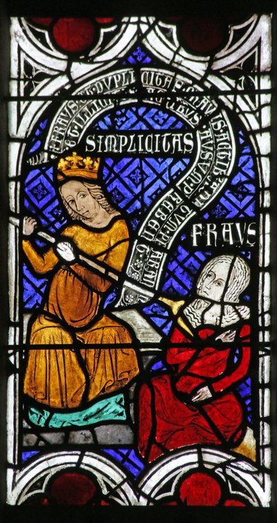 Window Depicting Psychomachia: Right and Wrong by French School